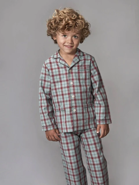Pijama Verde De Cuadros Verde Viejo Claro