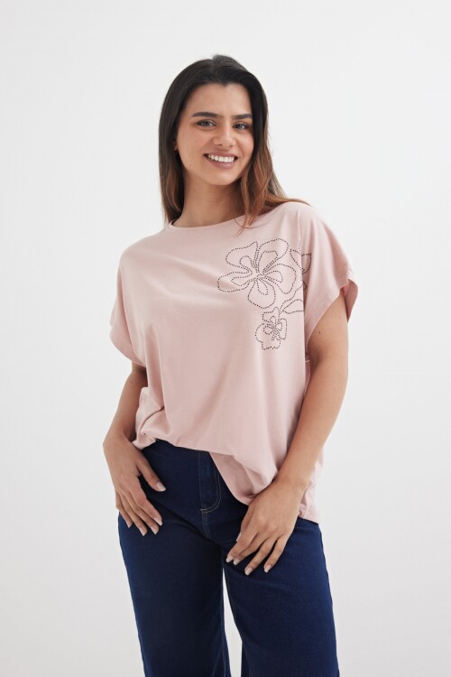 Remera con aplique Rosa Palido