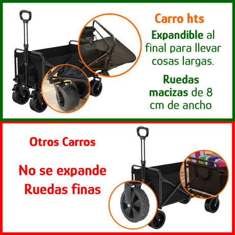 Carro Plegable Reforzado Camping Expandible Rueda de 8cm Negro