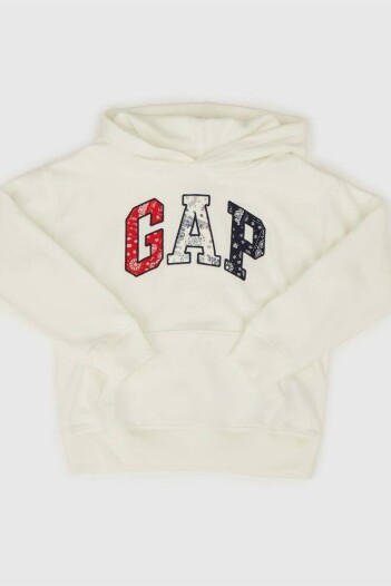 Buzo Canguro Logo Gap Americana Niño New Off White