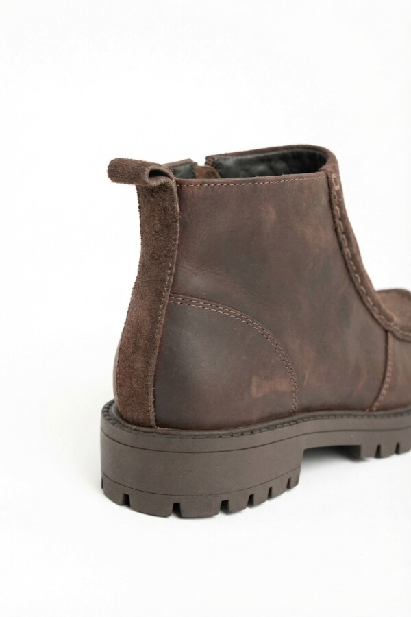 Bota Cuero Combinada Chocolate