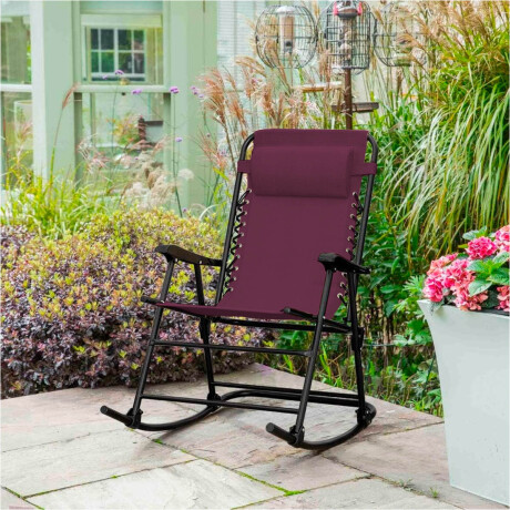 Silla Reposera Mecedora Plegable Con Almohadilla Rojo