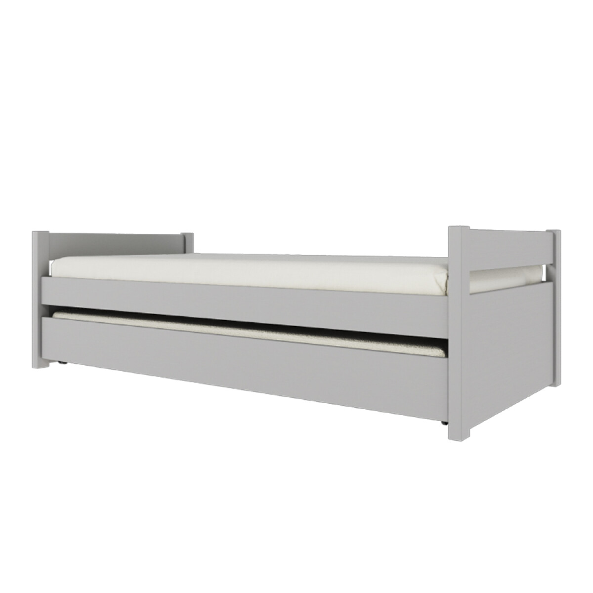 Cama Marinera Doublé 1 Plaza Madera Maciza - Linea Funcional - Gris 