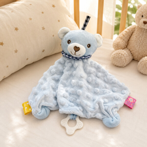 Peluche Manta de Apego Sensorial con Mordillo Hipopótamo Color Azul