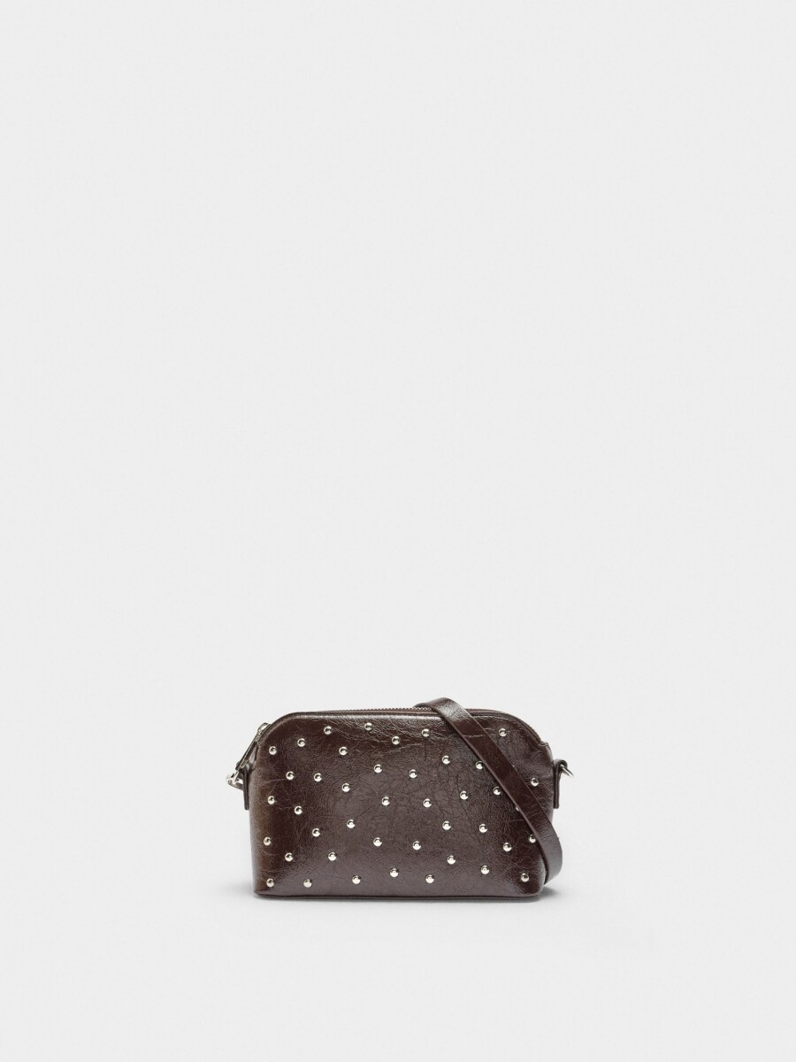Bolso Bandolera Con Tachuelas marron