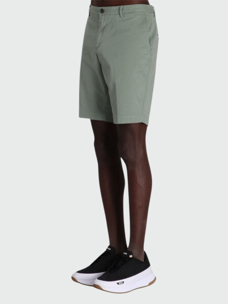 BOSS -Bermudas slim fit de gabardina de algodón elastizado Verde claro