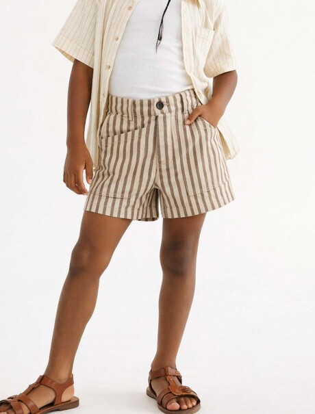 SHORT DE SARGA A RAYAS MULTICOLOR