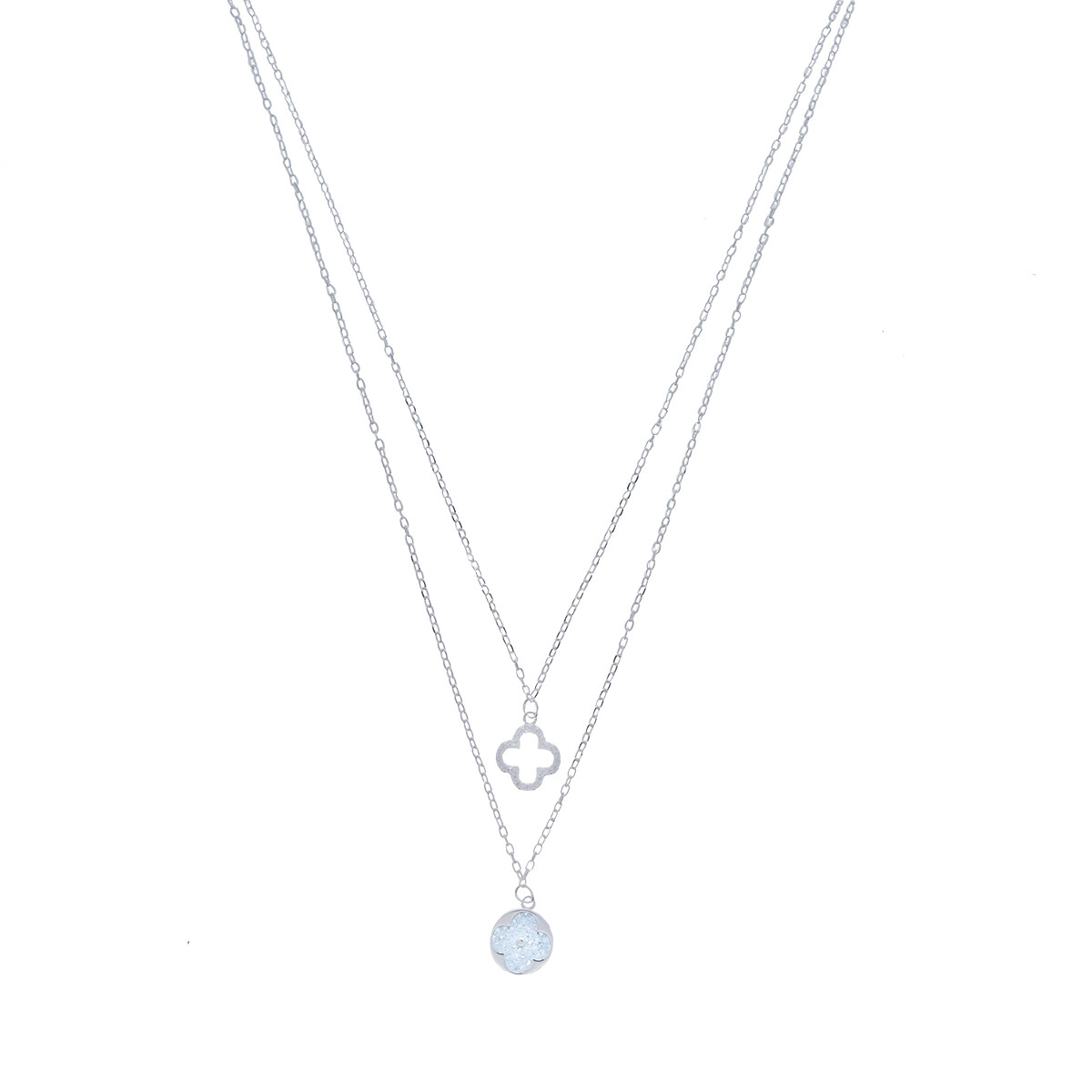 Conjunto de cadena y dije de plata 925 y circonias. 