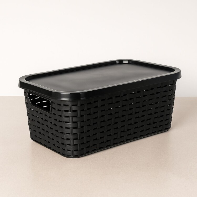 CAJA ORGANIZADORA SIMIL RATTAN 7 LITROS NEGRO CAJA ORGANIZADORA SIMIL RATTAN 7 LITROS NEGRO