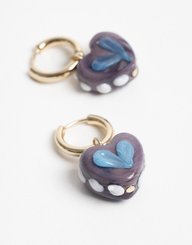 Aros Argollas Canutillos Aros Argolla Corazón - Combinacion Bicolor