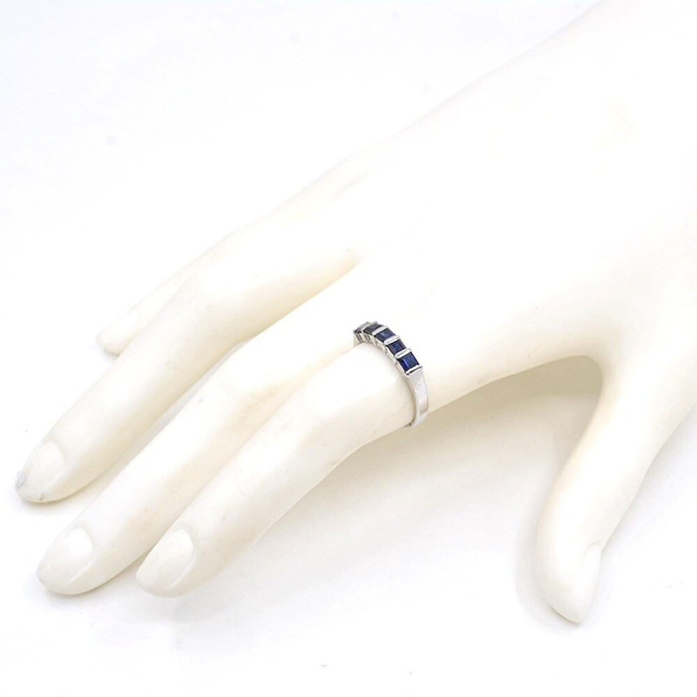 Anillo En Oro 18K Blanco Y Zafiros Carre Anillo En Oro 18K Blanco Y Zafiros Carre
