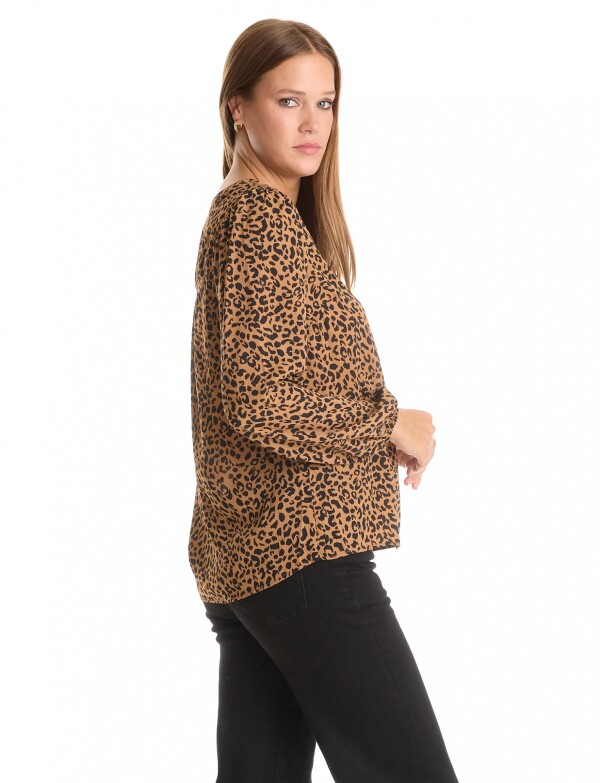 Blusa Zip NEGRO/TOSTADO