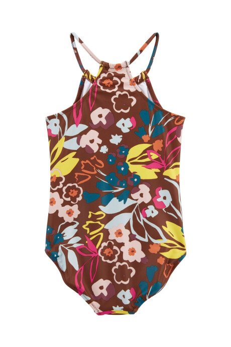 Malla de baño una pieza, con protección UPF 50+, diseño floral Sin color