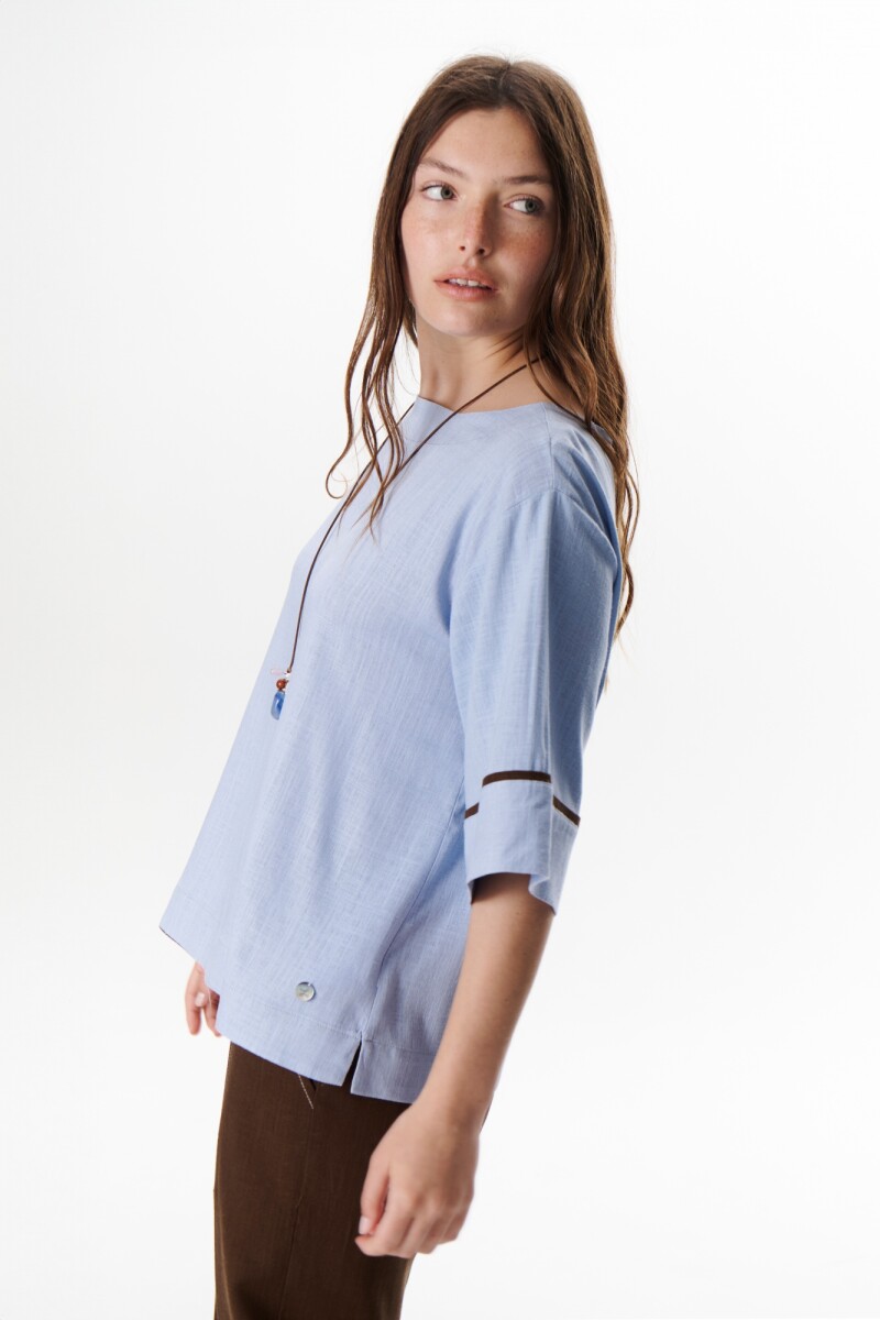 BLUSA LINO ATAR CELESTE