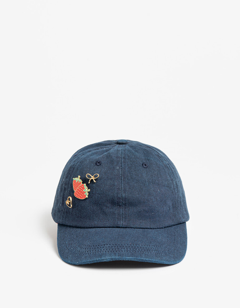 Caps Navidad Gorra Con Pines En Caja Regalable - Azul Gastado