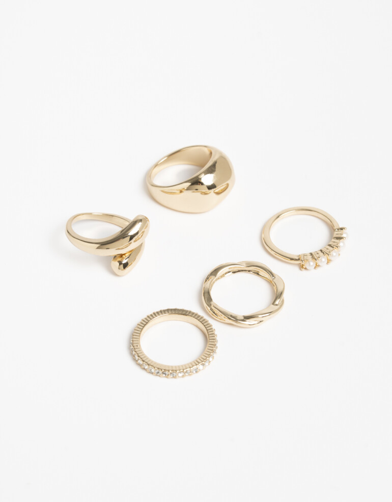 Sets Anillos Set De Anillos De Metal - Dorado