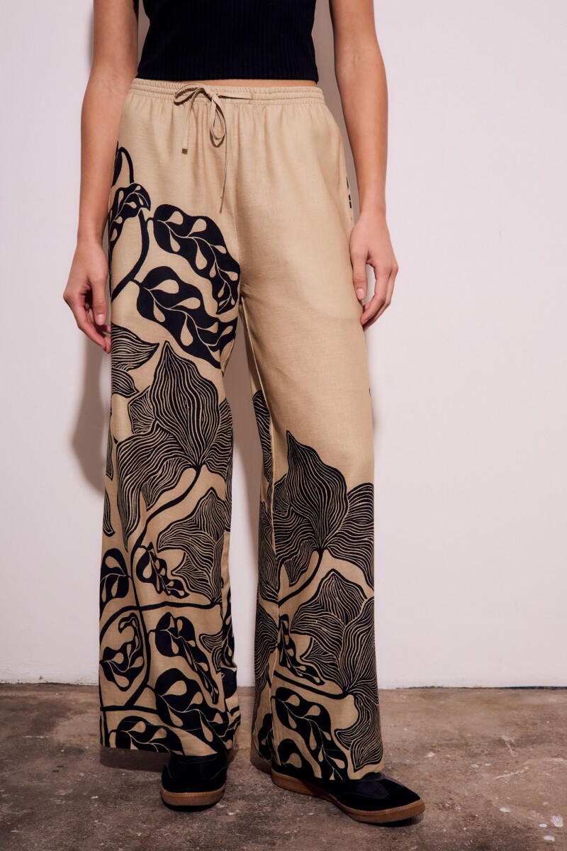Pantalon Con Lino Print