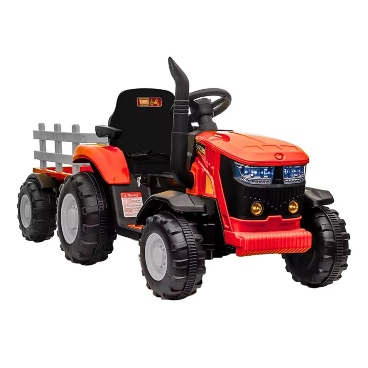 Tractor con Remolque Lumax a Batería con Luces, Sonido, MP3 y USB - Rojo 