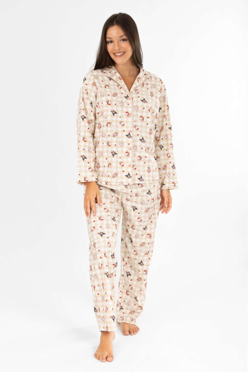 Pijama hk flannel fleece - Marfil 