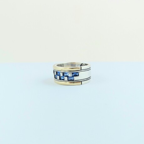Anillo de plata 925 y double en oro 18 ktes con circonia, DAMERO. Anillo de plata 925 y double en oro 18 ktes con circonia, DAMERO.