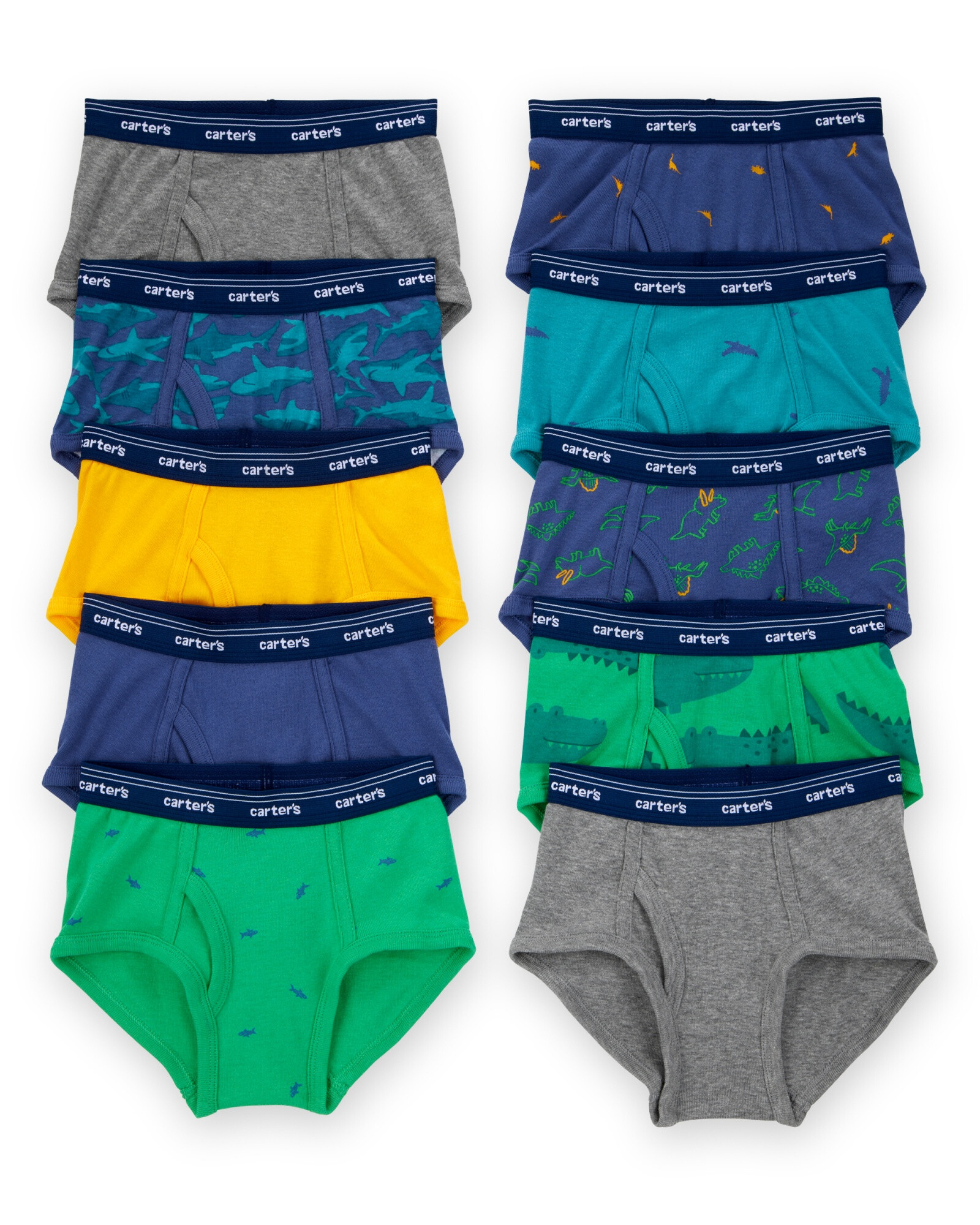 Pack diez calzoncillos slip de algodón, diseños de animales. Talles 2/3T-4/5T Sin color