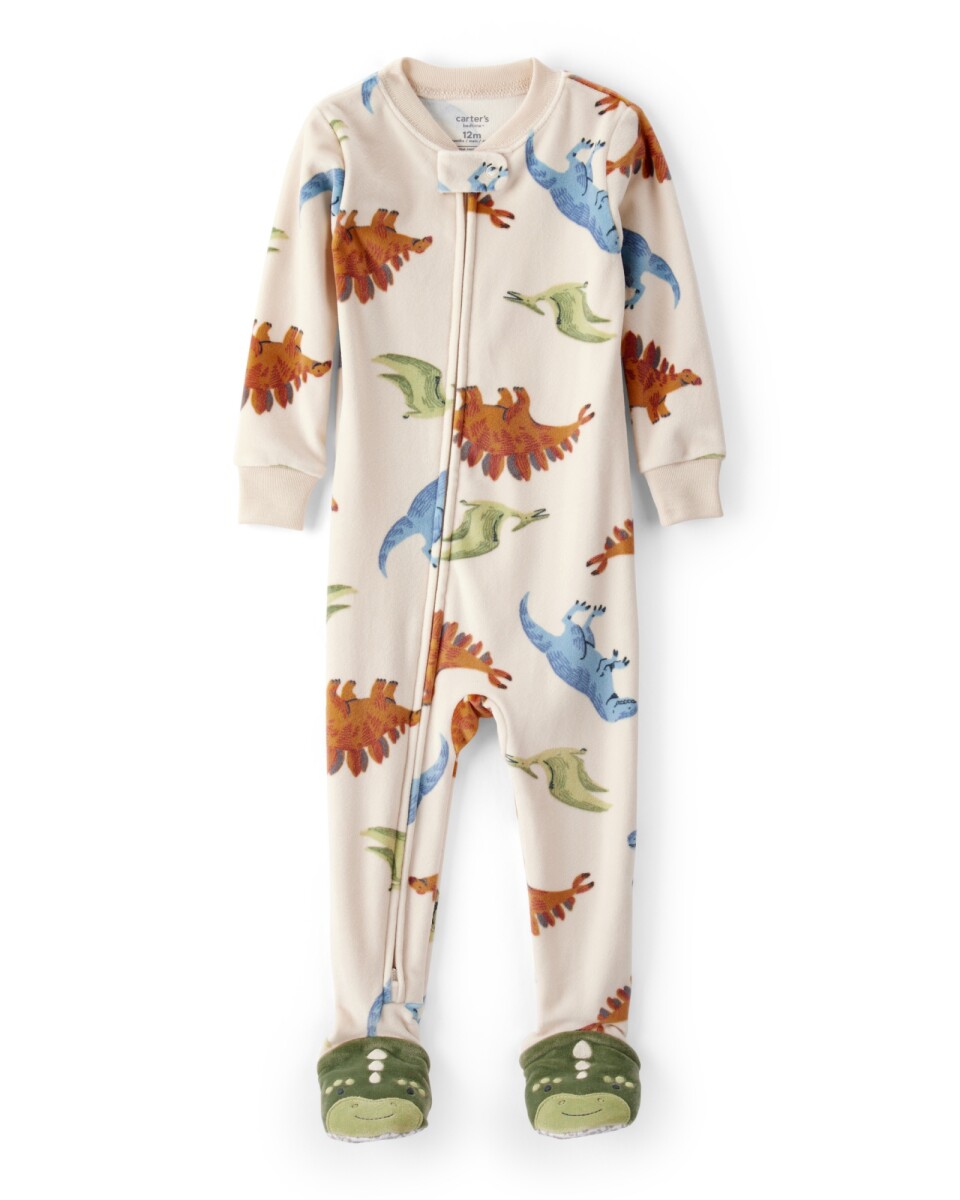 Pijama una pieza de micropolar, con pie, diseño dinos 
