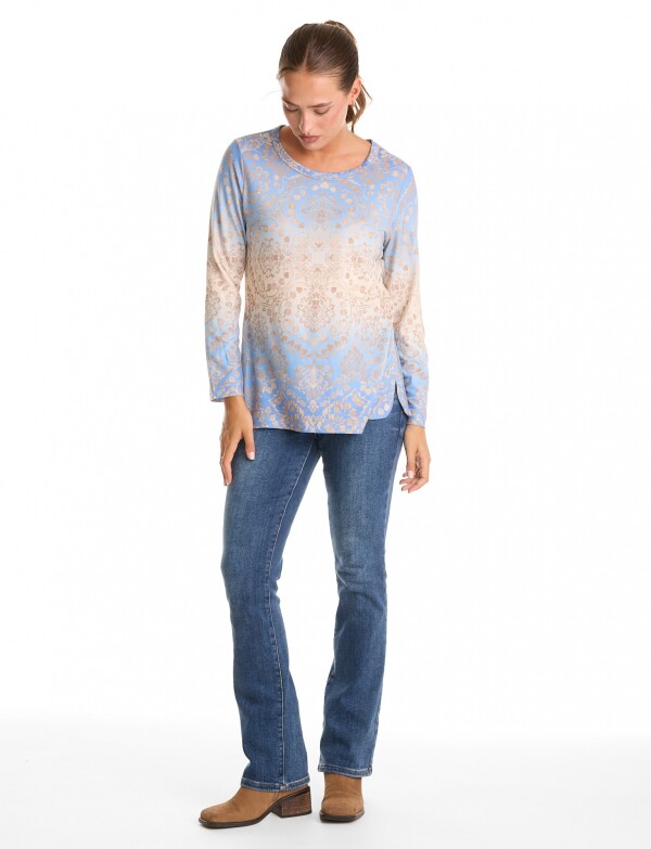 Remera Soft Print MULTI/CELESTE