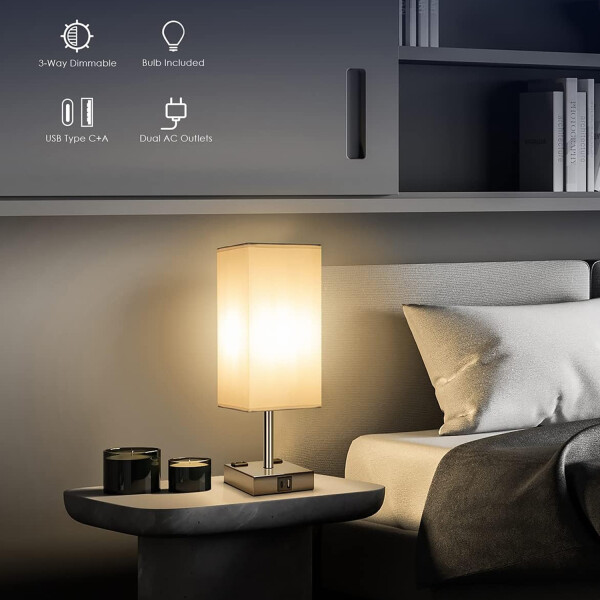 Lámpara de Mesa Touch IMBACK IBK-ILU013 | Con USB-C, USB-A y Enchufes | Moderna y Funcional Blanco Lámpara de Mesa Touch IMBACK IBK-ILU013 | Con USB-C, USB-A y Enchufes | Moderna y Funcional Blanco
