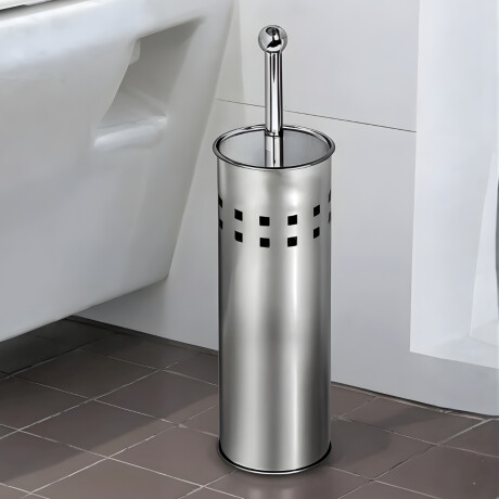 Escobilla para inodoro en acero inoxidable con tapa GRIS