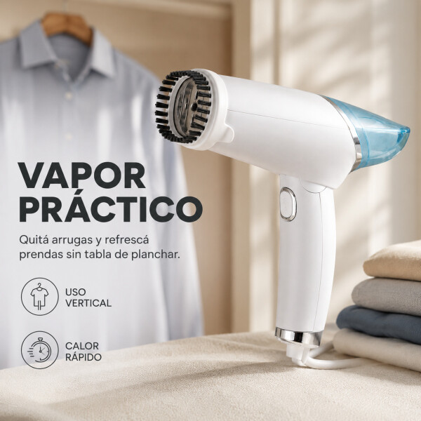 Plancha Vapor Vertical Goldtech VaporPlus Plegable 1000W Blanco