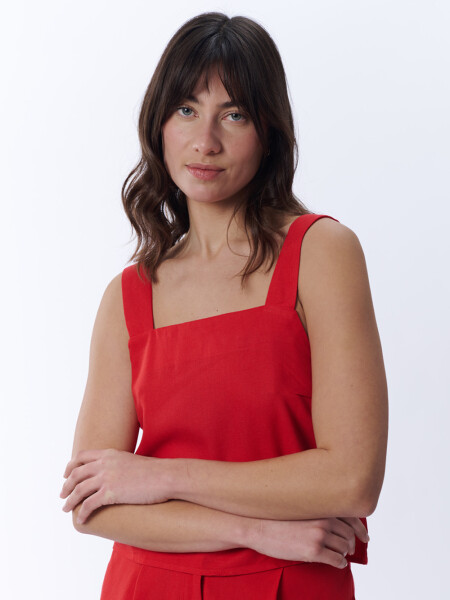Top Escote Recto Rojo