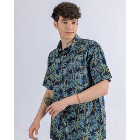 Camisa manga corta estampada UFO Aloha azul Azul