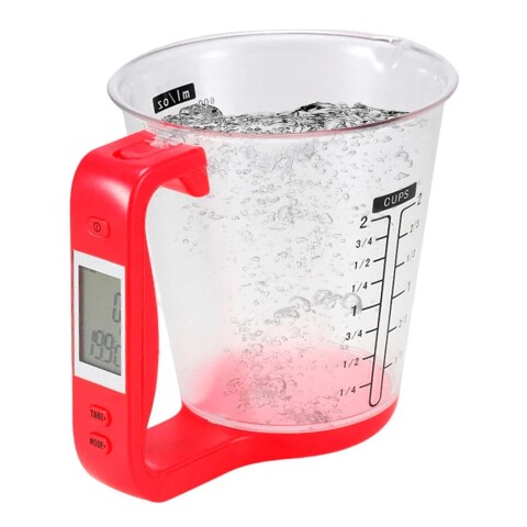 Taza Medidora Graduada 600ml + Balanza + Termometro 3 en 1 Variante Color Rojo