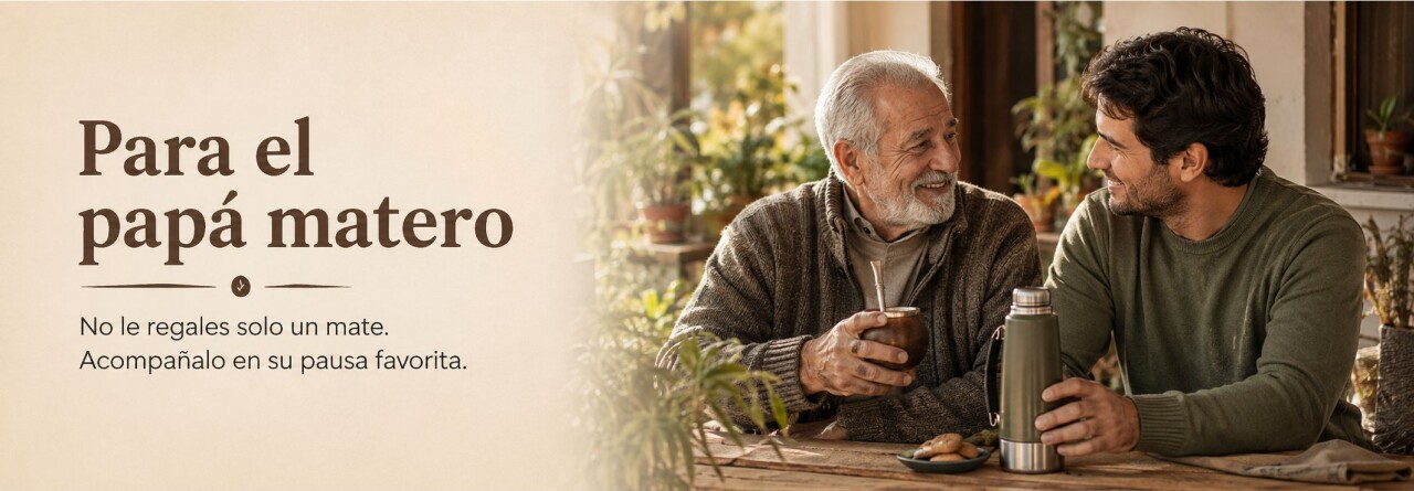 Padre e hijo compartiendo un mate en el Día del Padre