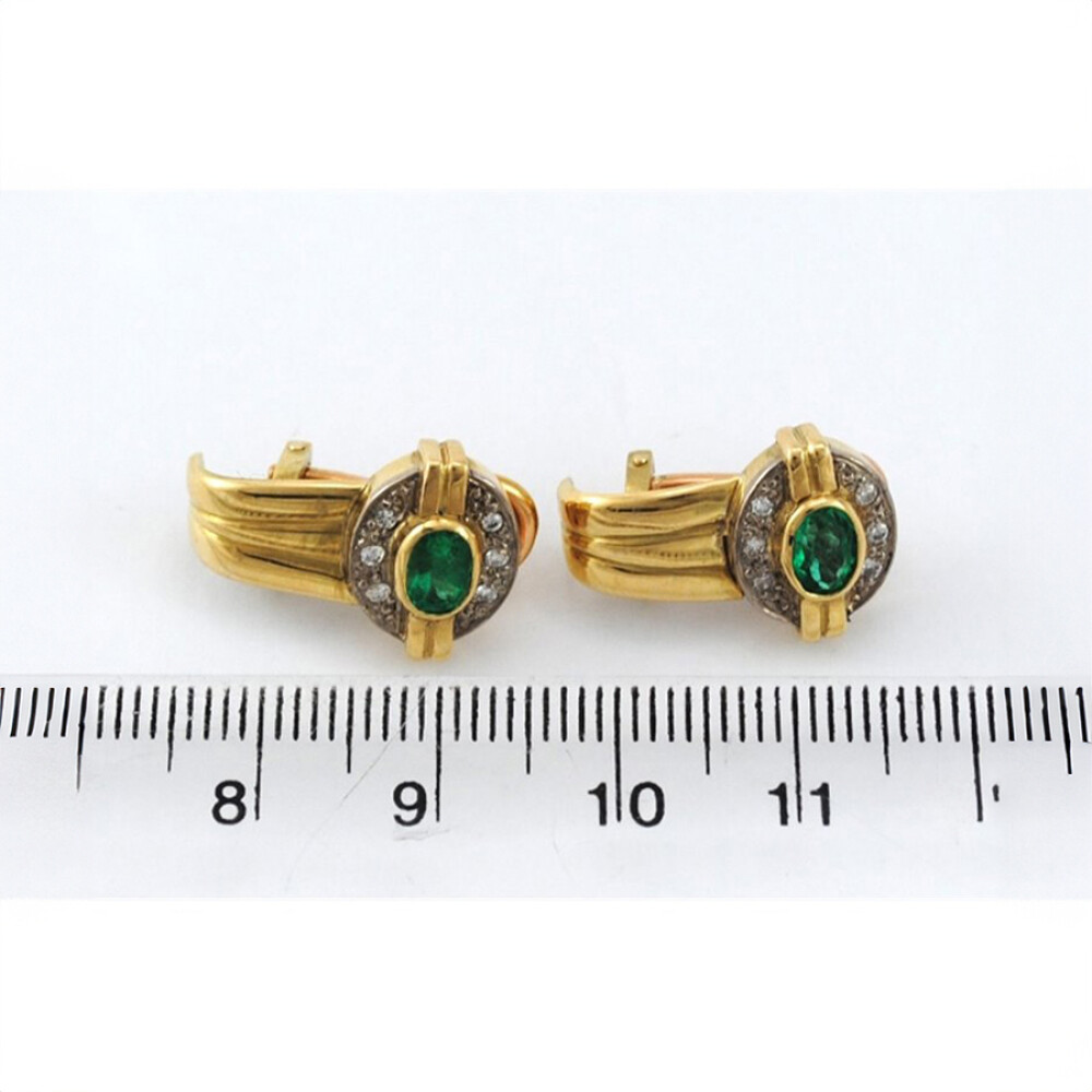 Caravanas Oro 18K Con Brillantes Y Esmeraldas Caravanas Oro 18K Con Brillantes Y Esmeraldas