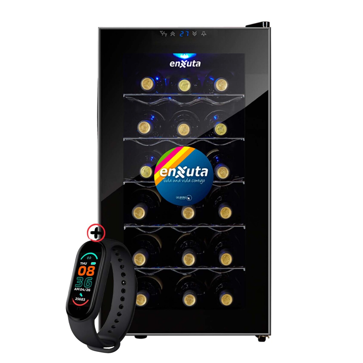Enfriadora De Vinos Enxuta 18 Botellas Evenx3318 Panel Touch + Smartwatch 