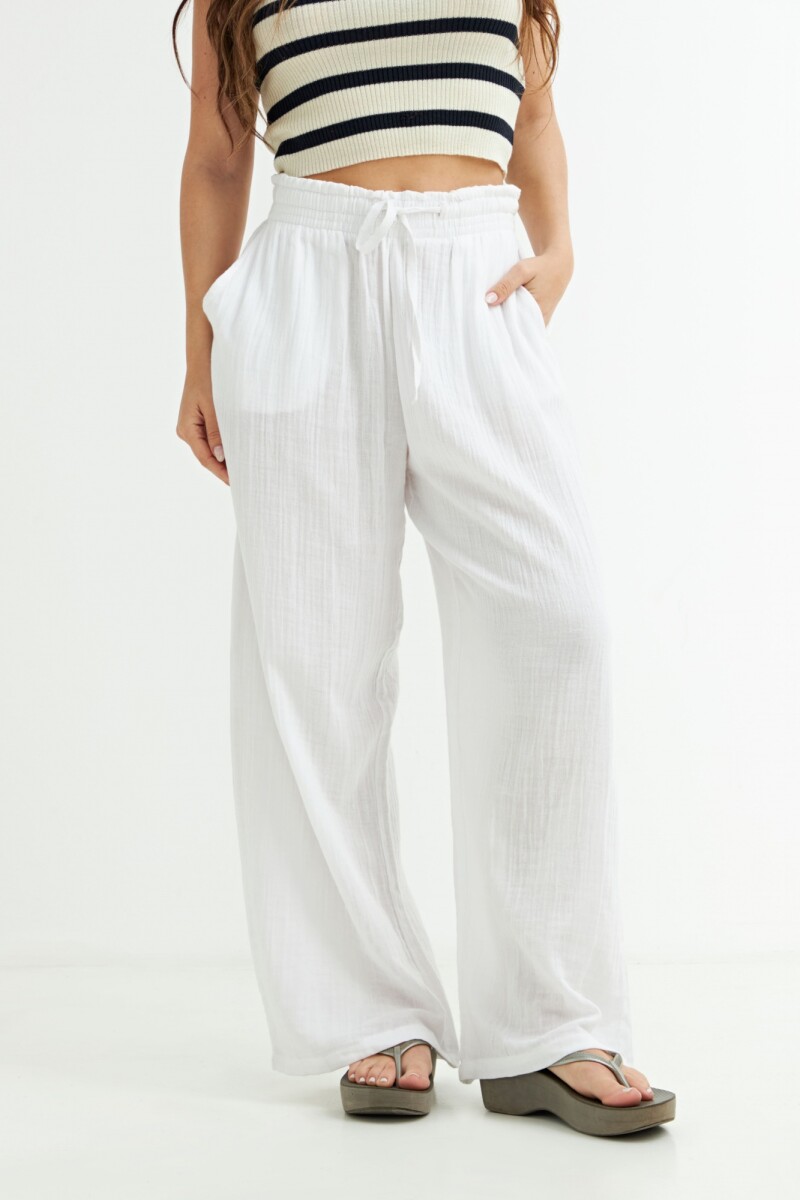 Pantalon amplio de gasa BLANCO