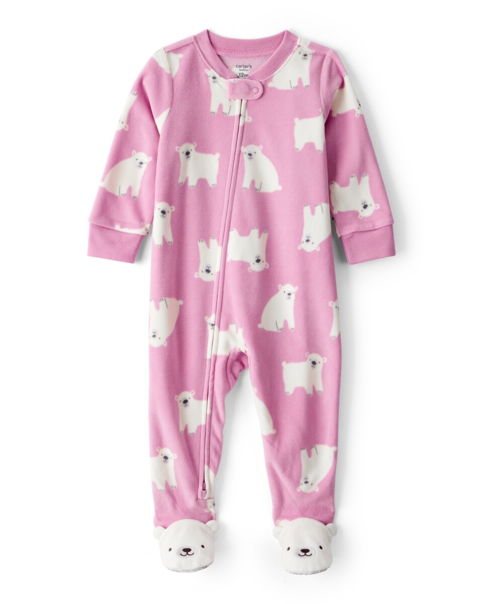 Pijama una pieza de micropolar, con pie, diseño osos polares 