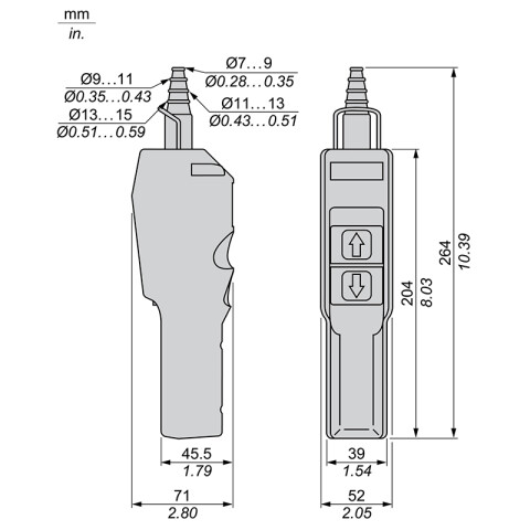 Botonera colg. amarilla c/2 puls. IP65 TL5950