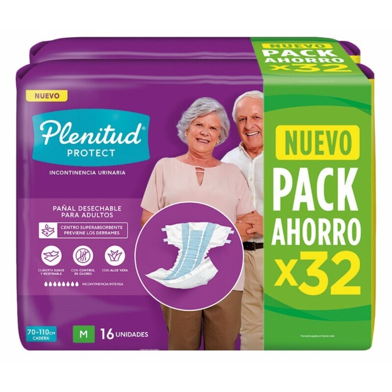 PAÑALES DE ADULTO TALLE M PLENITUD PROTECT 32 U PAÑALES DE ADULTO TALLE M PLENITUD PROTECT 32 U