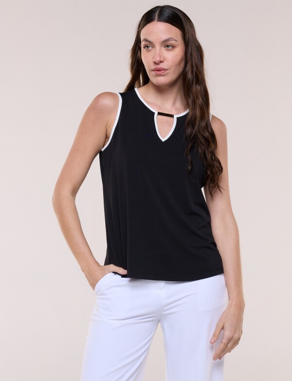 Musculosa Combinada Con Aplique Metálico NEGRO