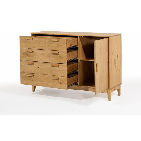 CÓMODA CAJONERA GUARDARROPA 4 CAJONES 1 PUERTA EN MADERA MACIZA COLOR MADERA