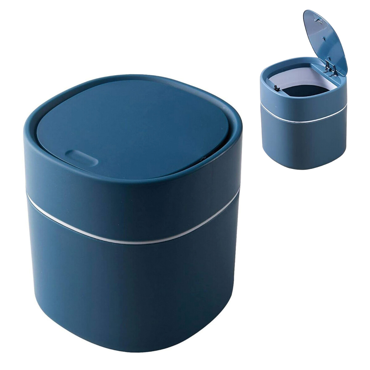 Mini Cubo Tapa De 2l Papelera Basura Plastico Mesada - Variante Color Azul Oscuro 