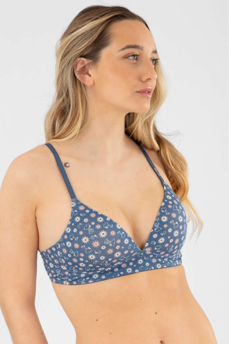 Soutien triangulo preformado snoopy flower - Azul 