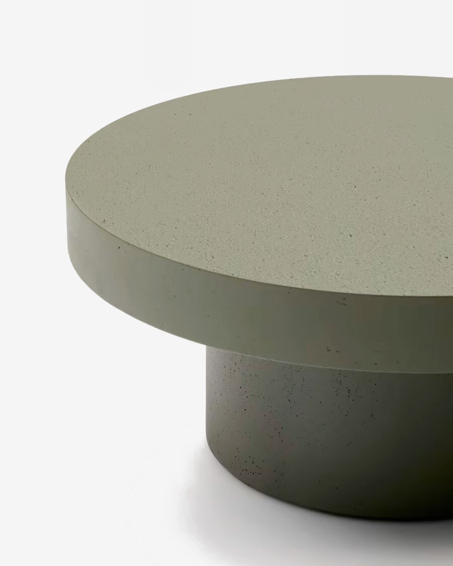 Mesa de centro Aiguablava de cemento verde Ø 90 cm