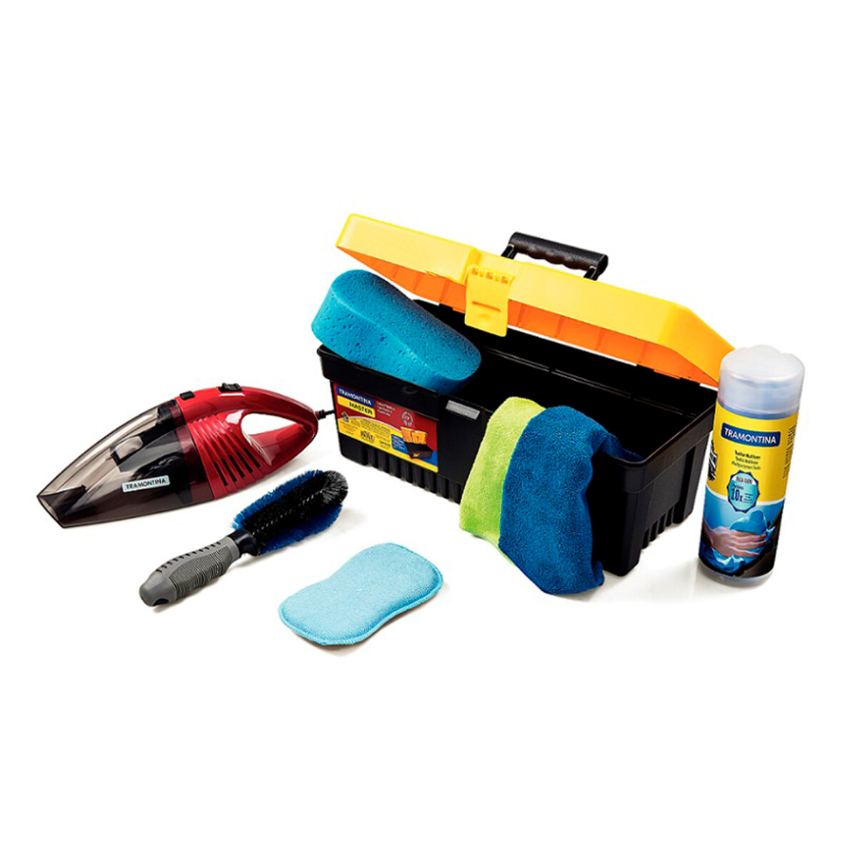 Kit de Limpieza Tramontina para Vehículos 8 Piezas - Negro/Amarillo 