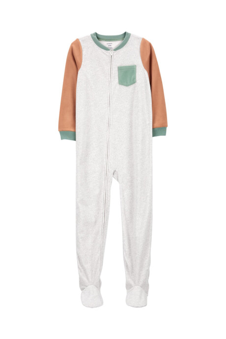 Pijama una pieza de micropolar, con pie, diseño colorblock. Talles 6-8 Sin color