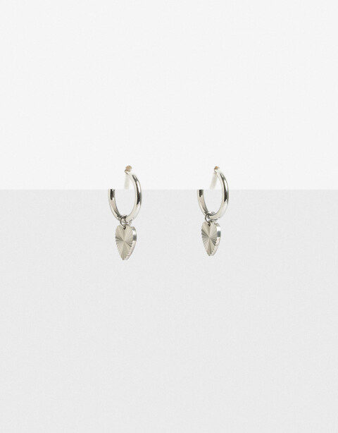 Aros Argollas Metal Aros Argolla Acero Corazón - Plateado