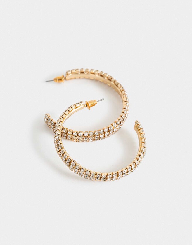 Aros Argollas Strass Aros Argollas Con Strass - Dorado