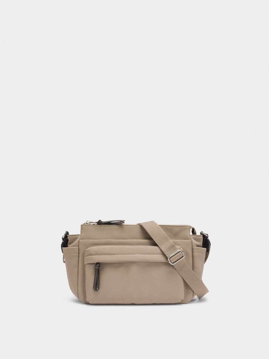 Bolso Bandolera Efecto Nylon taupe